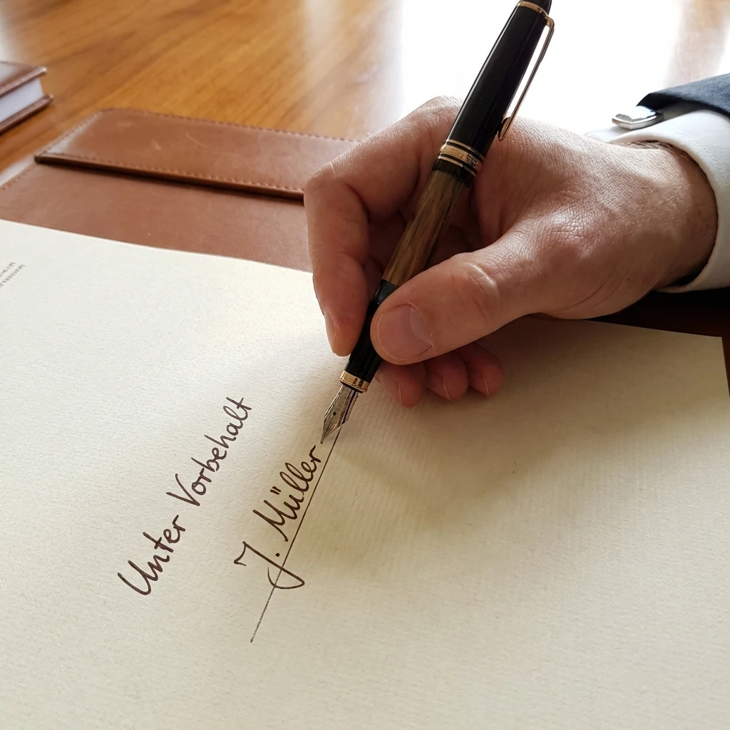 Annahme unter Vorbehalt unterschreiben